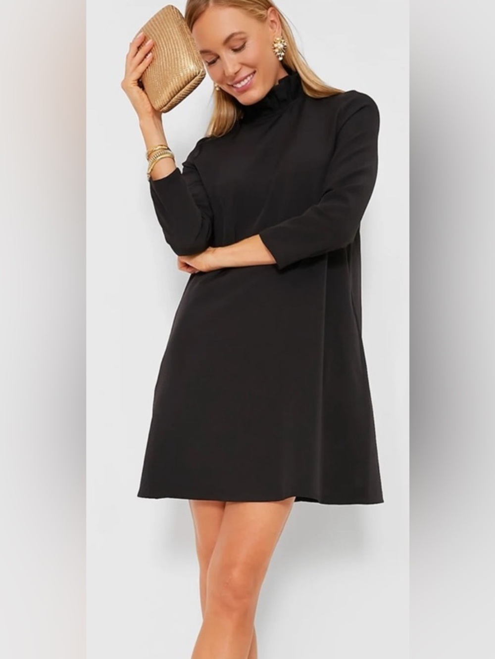 Tuckernuck Pomander Place Daphne Swing Dress Black Signature Collar Bow Back XS👍